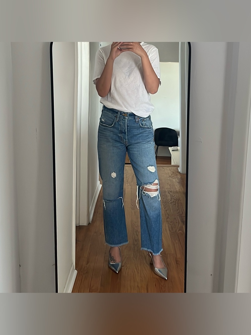 B Sides Distressed Straight Leg Jeans